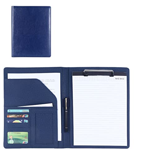 Persönlicher Terminplaner-Ordner, Leder A4 Klemmbrett Business Datei Ordner Interview Lebenslauf Mit Schreiben Pad Karte Halter for Meetings Und Interviews(Blue,No calculator) von BTYQKZVPM