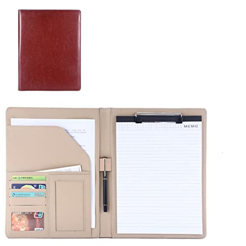 Persönlicher Terminplaner-Ordner, Leder A4 Klemmbrett Business Datei Ordner Interview Lebenslauf Mit Schreiben Pad Karte Halter for Meetings Und Interviews(Brown,No calculator) von BTYQKZVPM