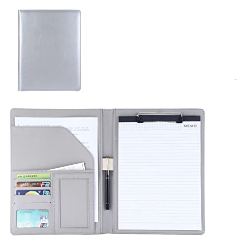 Persönlicher Terminplaner-Ordner, Leder A4 Klemmbrett Business Datei Ordner Interview Lebenslauf Mit Schreiben Pad Karte Halter for Meetings Und Interviews(Gray,No calculator) von BTYQKZVPM