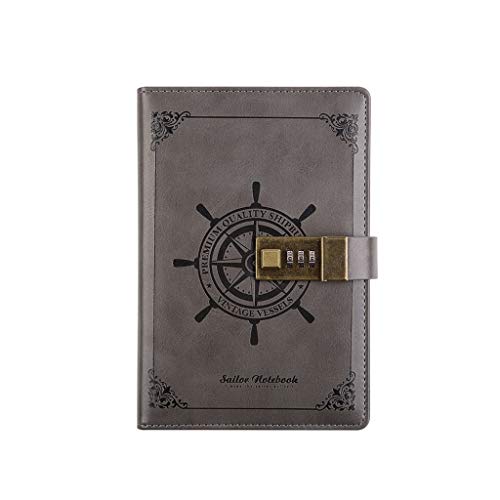 Reise-Notizblock, Kreative mit Schloss Passwort Tagebuch Linie montiert s Geschäft kreatives Briefpapier(Gray) von BTYQKZVPM