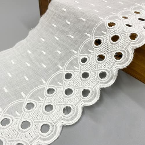 Spitzenborte,Spitzenband 1 Yard Baumwollspitzenbesatz, ausgehöhltes Spitzenband, Stickspitze, 5,9" breit, for Nähen von Vorhängen und Kleidungsstücken(White) von BTYQKZVPM