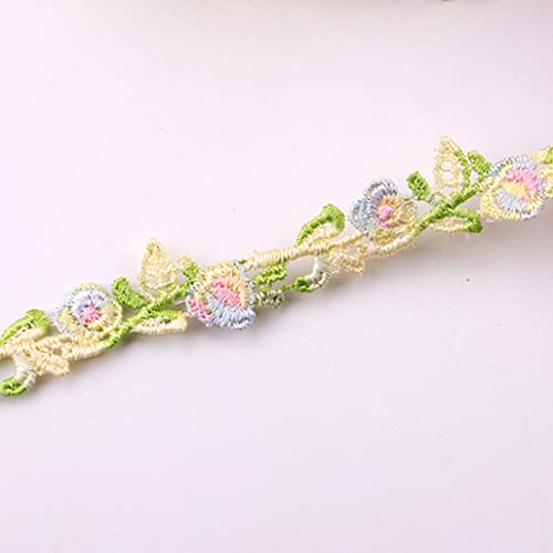 Spitzenborte,Spitzenband 2 Yards florale Spitzenbesätze, bunte, mit Blumen bestickte Nähspitze, dekoratives Spitzenband for selbstgemachte Kleidung.(1 Yellow+pink) von BTYQKZVPM
