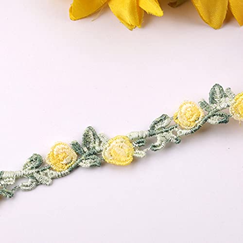 Spitzenborte,Spitzenband 2 Yards florale Spitzenbesätze, bunte, mit Blumen bestickte Nähspitze, dekoratives Spitzenband for selbstgemachte Kleidung.(2 Yellow) von BTYQKZVPM