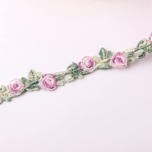 Spitzenborte,Spitzenband 2 Yards florale Spitzenbesätze, bunte, mit Blumen bestickte Nähspitze, dekoratives Spitzenband for selbstgemachte Kleidung.(3 Light Purple) von BTYQKZVPM