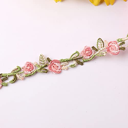 Spitzenborte,Spitzenband 2 Yards florale Spitzenbesätze, bunte, mit Blumen bestickte Nähspitze, dekoratives Spitzenband for selbstgemachte Kleidung.(4 Pink) von BTYQKZVPM