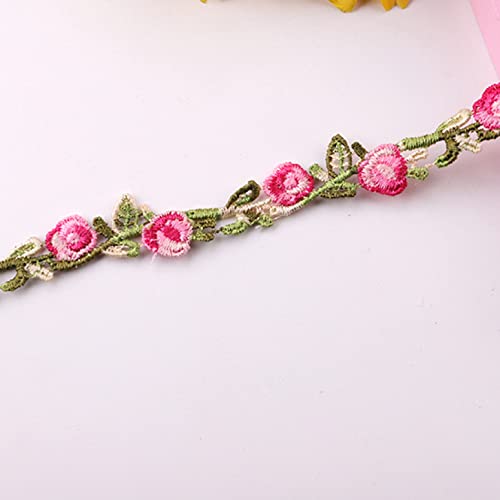 Spitzenborte,Spitzenband 2 Yards florale Spitzenbesätze, bunte, mit Blumen bestickte Nähspitze, dekoratives Spitzenband for selbstgemachte Kleidung.(5 Rose Red) von BTYQKZVPM