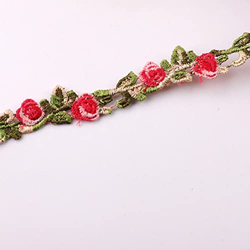 Spitzenborte,Spitzenband 2 Yards florale Spitzenbesätze, bunte, mit Blumen bestickte Nähspitze, dekoratives Spitzenband for selbstgemachte Kleidung.(6 Red) von BTYQKZVPM