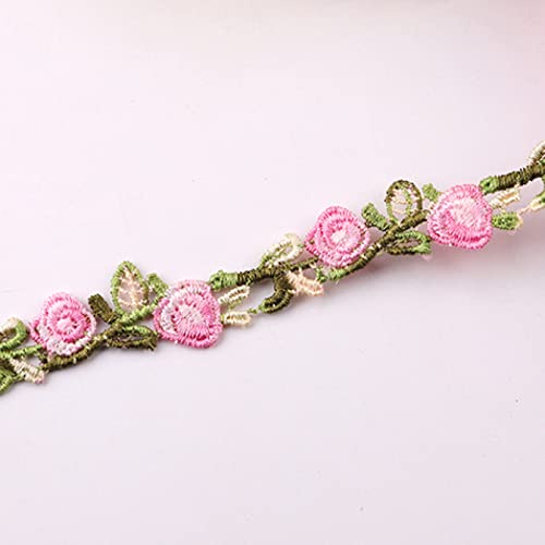 Spitzenborte,Spitzenband 2 Yards florale Spitzenbesätze, bunte, mit Blumen bestickte Nähspitze, dekoratives Spitzenband for selbstgemachte Kleidung.(8 Pink) von BTYQKZVPM