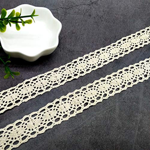 Spitzenborte,Spitzenband 2 cm 5 Yard Weiß Schwarz Elfenbein Häkeln Stricken Spitzenband DIY Bekleidung Nähen Scrapbooking Spitzenbesatz Zubehör(Beige) von BTYQKZVPM