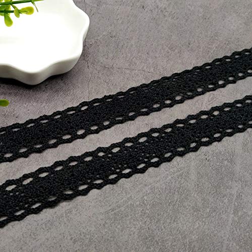 Spitzenborte,Spitzenband 2 cm 5 Yard Weiß Schwarz Elfenbein Häkeln Stricken Spitzenband DIY Bekleidung Nähen Scrapbooking Spitzenbesatz Zubehör(Black) von BTYQKZVPM
