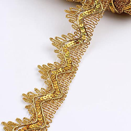 Spitzenborte,Spitzenband 4,5 Meter glänzendes Spitzenband, 35 mm Paillettenbesatzband, Gothic-Vintage-Bastelbänder for Dekorieren von Kleidung(Gold) von BTYQKZVPM