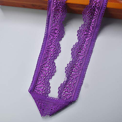 Spitzenborte,Spitzenband Elastisches Spitzenband, 30 mm breit, Spitzenbesatz, bestickte Netzkordel for Nähen von Kleidung, Kartenherstellung, Schleifen, Dekor(Purple,10 Yards) von BTYQKZVPM