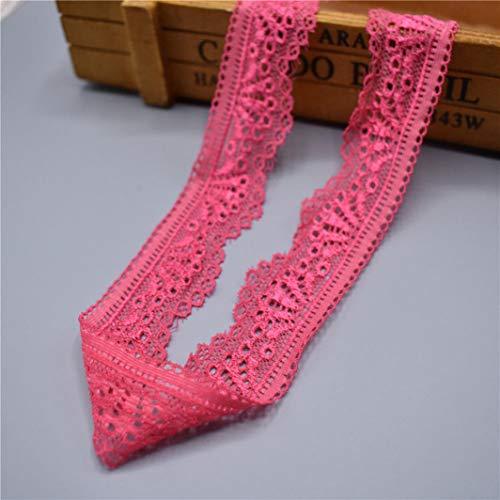 Spitzenborte,Spitzenband Elastisches Spitzenband, 30 mm breit, Spitzenbesatz, bestickte Netzkordel for Nähen von Kleidung, Kartenherstellung, Schleifen, Dekor(Rose Red,5 Yards) von BTYQKZVPM