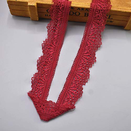 Spitzenborte,Spitzenband Elastisches Spitzenband, 30 mm breit, Spitzenbesatz, bestickte Netzkordel for Nähen von Kleidung, Kartenherstellung, Schleifen, Dekor(Wine Red,5 Yards) von BTYQKZVPM
