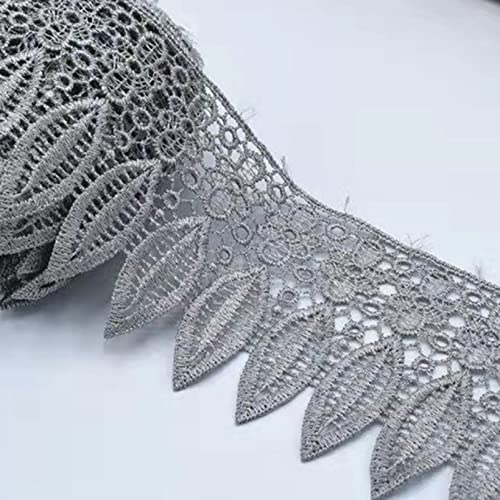 Spitzenborte,Spitzenband Häkelspitzenband, 95 mm, 1 Yard, Stickspitze mit Fransen, Blattbesatz, Band for Vorhänge, Kleidungsstücke, Nähzubehör(Grey) von BTYQKZVPM