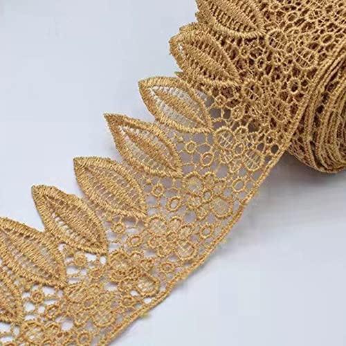 Spitzenborte,Spitzenband Häkelspitzenband, 95 mm, 1 Yard, Stickspitze mit Fransen, Blattbesatz, Band for Vorhänge, Kleidungsstücke, Nähzubehör(Khaki) von BTYQKZVPM