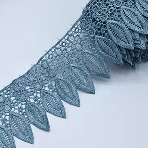 Spitzenborte,Spitzenband Häkelspitzenband, 95 mm, 1 Yard, Stickspitze mit Fransen, Blattbesatz, Band for Vorhänge, Kleidungsstücke, Nähzubehör(Light Blue) von BTYQKZVPM