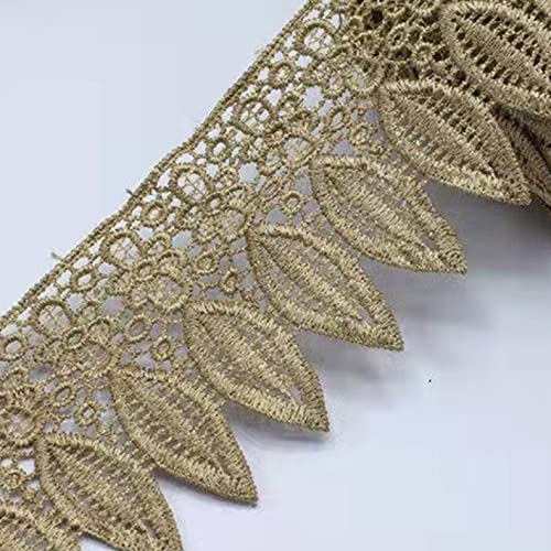 Spitzenborte,Spitzenband Häkelspitzenband, 95 mm, 1 Yard, Stickspitze mit Fransen, Blattbesatz, Band for Vorhänge, Kleidungsstücke, Nähzubehör(Light Brown) von BTYQKZVPM