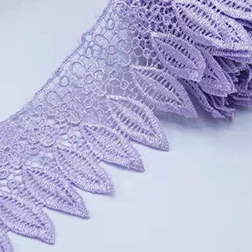 Spitzenborte,Spitzenband Häkelspitzenband, 95 mm, 1 Yard, Stickspitze mit Fransen, Blattbesatz, Band for Vorhänge, Kleidungsstücke, Nähzubehör(Light Purple) von BTYQKZVPM
