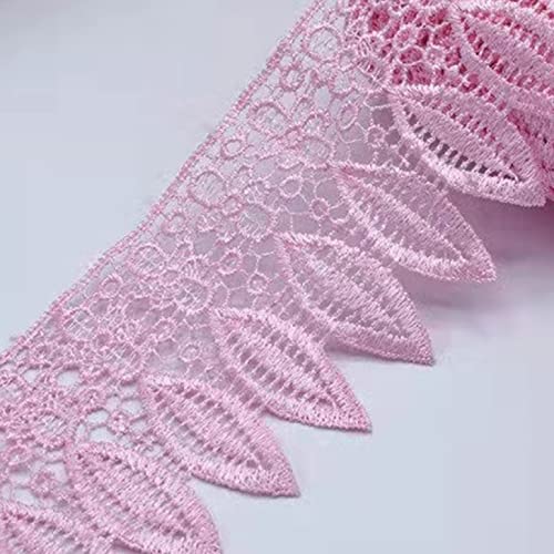 Spitzenborte,Spitzenband Häkelspitzenband, 95 mm, 1 Yard, Stickspitze mit Fransen, Blattbesatz, Band for Vorhänge, Kleidungsstücke, Nähzubehör(Pink) von BTYQKZVPM