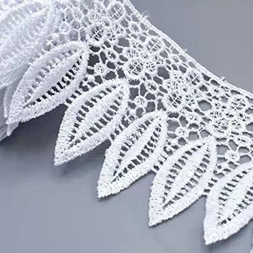 Spitzenborte,Spitzenband Häkelspitzenband, 95 mm, 1 Yard, Stickspitze mit Fransen, Blattbesatz, Band for Vorhänge, Kleidungsstücke, Nähzubehör(White) von BTYQKZVPM