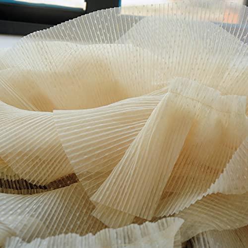 Spitzenborte,Spitzenband Plissierter Netz-Spitzenstoff, 15 cm breit, Tüll-Spitzenband, Punktmuster for Hochzeitskleid, DIY, DIY-Basteln(Beige) von BTYQKZVPM