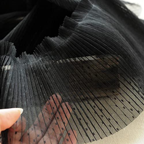 Spitzenborte,Spitzenband Plissierter Netz-Spitzenstoff, 15 cm breit, Tüll-Spitzenband, Punktmuster for Hochzeitskleid, DIY, DIY-Basteln(Black) von BTYQKZVPM