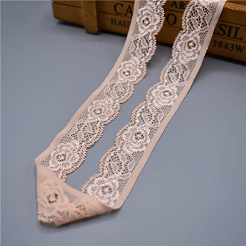 Spitzenborte,Spitzenband Spitzenband, 25 mm breit, 4,5 m, elastischer Besatzstoff mit Blumenmuster for Blumensträuße, Geschenkverpackungen, Hochzeitsdekoration(Coral,10 Yards) von BTYQKZVPM