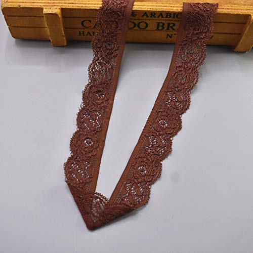 Spitzenborte,Spitzenband Spitzenband, 25 mm breit, 4,5 m, elastischer Besatzstoff mit Blumenmuster for Blumensträuße, Geschenkverpackungen, Hochzeitsdekoration(Dark Brown,10 Yards) von BTYQKZVPM