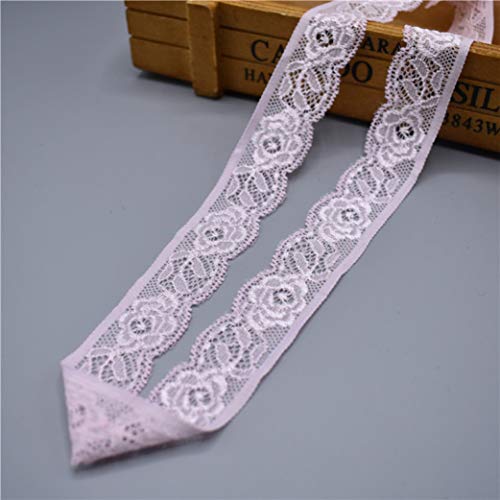 Spitzenborte,Spitzenband Spitzenband, 25 mm breit, 4,5 m, elastischer Besatzstoff mit Blumenmuster for Blumensträuße, Geschenkverpackungen, Hochzeitsdekoration(Light Pink,5 Yards) von BTYQKZVPM