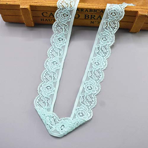 Spitzenborte,Spitzenband Spitzenband, 25 mm breit, 4,5 m, elastischer Besatzstoff mit Blumenmuster for Blumensträuße, Geschenkverpackungen, Hochzeitsdekoration(Minit Green,5 Yards) von BTYQKZVPM