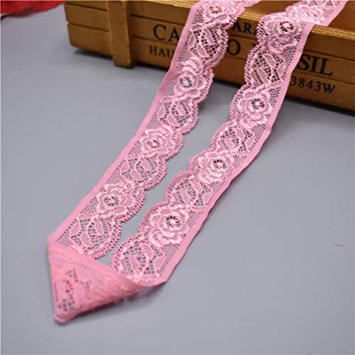 Spitzenborte,Spitzenband Spitzenband, 25 mm breit, 4,5 m, elastischer Besatzstoff mit Blumenmuster for Blumensträuße, Geschenkverpackungen, Hochzeitsdekoration(Pink,10 Yards) von BTYQKZVPM