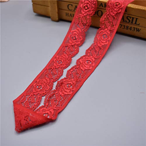 Spitzenborte,Spitzenband Spitzenband, 25 mm breit, 4,5 m, elastischer Besatzstoff mit Blumenmuster for Blumensträuße, Geschenkverpackungen, Hochzeitsdekoration(Red,10 Yards) von BTYQKZVPM