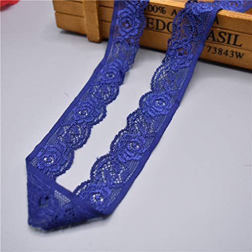 Spitzenborte,Spitzenband Spitzenband, 25 mm breit, 4,5 m, elastischer Besatzstoff mit Blumenmuster for Blumensträuße, Geschenkverpackungen, Hochzeitsdekoration(Royal Blue,10 Yards) von BTYQKZVPM
