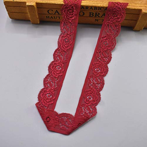 Spitzenborte,Spitzenband Spitzenband, 25 mm breit, 4,5 m, elastischer Besatzstoff mit Blumenmuster for Blumensträuße, Geschenkverpackungen, Hochzeitsdekoration(Wine Red,5 Yards) von BTYQKZVPM