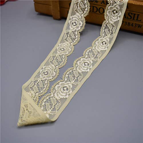 Spitzenborte,Spitzenband Spitzenband, 25 mm breit, 4,5 m, elastischer Besatzstoff mit Blumenmuster for Blumensträuße, Geschenkverpackungen, Hochzeitsdekoration(Yellow,10 Yards) von BTYQKZVPM