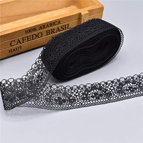 Spitzenborte,Spitzenband Spitzenband, 40 mm, 9,1 m, schönes weißes Blumenmuster, for Selbernähen, for Brautkleider, Dekoration, Geschenkverpackungen(Black) von BTYQKZVPM