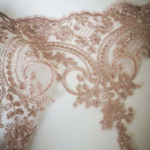 Spitzenborte,Spitzenband Spitzenbesatz mit Stickerei im Vintage-Stil, 25,9 cm breite Spitzenbesätze, 91,4 cm Netzstoff for Hochzeitskleider, DIY-Accessoires(Khaki) von BTYQKZVPM