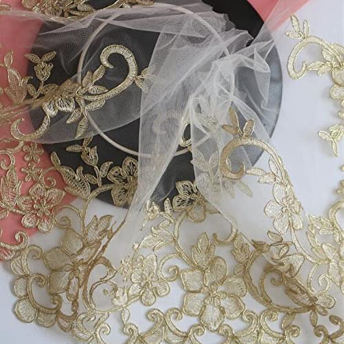 Spitzenborte,Spitzenband Spitzenbesatz mit goldener Stickerei, florale Spitze im Vintage-Stil, 2 Meter weicher Tüllstoff for Nähen von Hochzeitskleidern Spitzenborte,Spitzenband Spitzenbesatz mit goldener Stickerei, florale Spitze im Vintage-Stil, 2 Meter weicher Tüllstoff for Nähen von Hochzeitskleidern von BTYQKZVPM