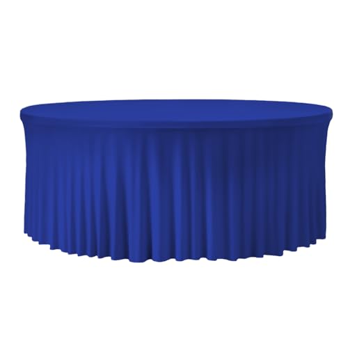 Tischrock-Dekoration, Runde Tischdecke, Stretch-Spandex, Spannbezug, elastischer Rand, knitterfrei, wiederverwendbar, for 60/72 Zoll große Tische, 1er-/2er-/6er-Pack, Blau(Royal Blue,72 Inch-6 Pack) von BTYQKZVPM