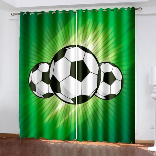BTYWH Verdunkelungsvorhang kinderzimmer, Fußball 3D Druckmuster vorhänge mit ösen Schlafzimmer 2er Set 132 x 160 cm Rasen-Fußball Blickdicht Vorhang für Kinder Jungen Mädchen Wohnzimmer BTYWH Verdunkelungsvorhang kinderzimmer, Fußball 3D Druckmuster vorhänge mit ösen Schlafzimmer 2er Set 132 x 160 cm Rasen-Fußball Blickdicht Vorhang für Kinder Jungen Mädchen Wohnzimmer von BTYWH