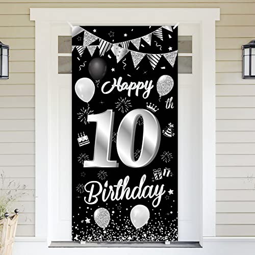 10.Geburtstag Banner Schwarz Silber,BTZO 10.Geburtstag Jungen,Deko 10.Geburtstagsfeier Mädchen,10 Geburtstag Poster Hintergrund Banner für 10 Party Geburtstagsdeko 10.Geburtstag Banner Schwarz Silber,BTZO 10.Geburtstag Jungen,Deko 10.Geburtstagsfeier Mädchen,10 Geburtstag Poster Hintergrund Banner für 10 Party Geburtstagsdeko von BTZO