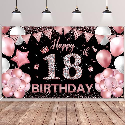 18.Geburtstag Banner Roségold Schwarz,BTZO 18.Geburtstagsbanner,Deko 18 Geburtstag Dekoration Banner Hintergrund für 18 Mädchen und Jungen Geburtstagsfeier Deko 18.Geburtstag Banner Roségold Schwarz,BTZO 18.Geburtstagsbanner,Deko 18 Geburtstag Dekoration Banner Hintergrund für 18 Mädchen und Jungen Geburtstagsfeier Deko von BTZO