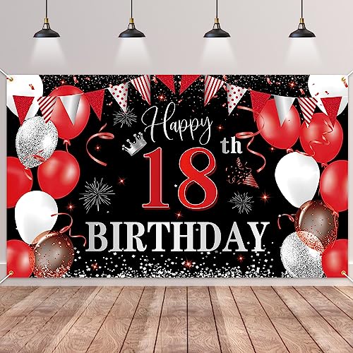 18.Geburtstag Banner Rot Schwarz,BTZO 18.Geburtstagsbanner,Deko 18 Geburtstag Dekoration Banner Hintergrund für 18 Mädchen und Jungen Geburtstagsfeier Deko 18.Geburtstag Banner Rot Schwarz,BTZO 18.Geburtstagsbanner,Deko 18 Geburtstag Dekoration Banner Hintergrund für 18 Mädchen und Jungen Geburtstagsfeier Deko von BTZO