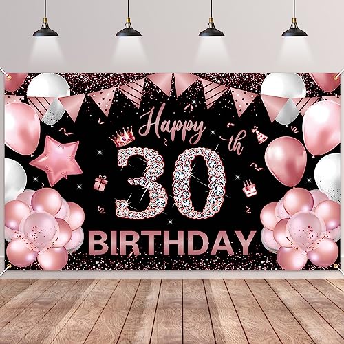 30.Geburtstag Banner Roségold Schwarz,BTZO 30.Geburtstagsbanner,Deko 30 Geburtstag Dekoration Banner Hintergrund für 30 Frauen und Männer Geburtstagsfeier Deko 30.Geburtstag Banner Roségold Schwarz,BTZO 30.Geburtstagsbanner,Deko 30 Geburtstag Dekoration Banner Hintergrund für 30 Frauen und Männer Geburtstagsfeier Deko von BTZO