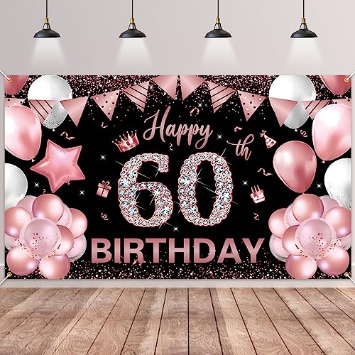 60.Geburtstag Banner Roségold Schwarz,BTZO 60.Geburtstagsbanner,Deko 60 Geburtstag Dekoration Banner Hintergrund für 60 Frauen und Männer Geburtstagsfeier Deko 60.Geburtstag Banner Roségold Schwarz,BTZO 60.Geburtstagsbanner,Deko 60 Geburtstag Dekoration Banner Hintergrund für 60 Frauen und Männer Geburtstagsfeier Deko von BTZO
