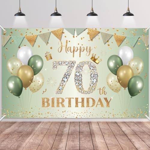 70.Geburtstag Banner Grün Gold,BTZO 70.Geburtstagsbanner,Deko 70 Geburtstag Dekoration Banner Hintergrund für 70 Frauen und Männer Geburtstagsfeier Deko 70.Geburtstag Banner Grün Gold,BTZO 70.Geburtstagsbanner,Deko 70 Geburtstag Dekoration Banner Hintergrund für 70 Frauen und Männer Geburtstagsfeier Deko von BTZO