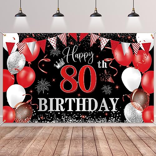 80.Geburtstag Banner Rot Schwarz,BTZO 80.Geburtstagsbanner,Deko 80 Geburtstag Dekoration Banner Hintergrund für 80 Frauen und Männer Geburtstagsfeier Deko 80.Geburtstag Banner Rot Schwarz,BTZO 80.Geburtstagsbanner,Deko 80 Geburtstag Dekoration Banner Hintergrund für 80 Frauen und Männer Geburtstagsfeier Deko von BTZO