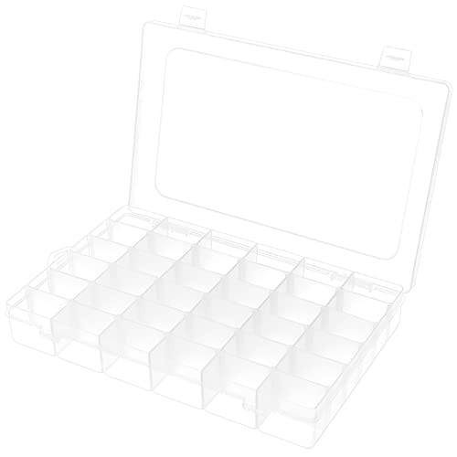 BTremary 36 Gitter transparente Sortierboxen für Kleinteile, Aufbewahrungsbox für Schmuck-Perlen- Ohrringe mit Fächern, Lego-Kunststoff-Perlen Sortierbox, Angehen Angelköder Box von BTremary
