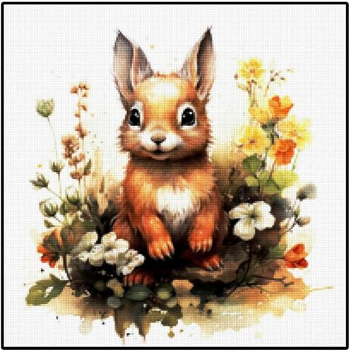 BUANJIAJU Kreuzstich-Set, Kaninchen-Tiermuster, Druck, Stickerei, Stickset, Muster, 11 CT, Kreuzstich-Set für Anfänger, DIY, Fortgeschrittene, handgefertigte Heimdekoration-40 * 50cm BUANJIAJU Kreuzstich-Set, Kaninchen-Tiermuster, Druck, Stickerei, Stickset, Muster, 11 CT, Kreuzstich-Set für Anfänger, DIY, Fortgeschrittene, handgefertigte Heimdekoration-40 * 50cm von BUANJIAJU
